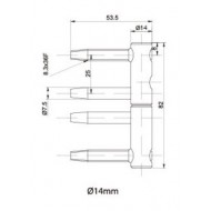 Becsavarós ajtópánt 14 mm 4 csapos