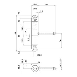 Becsavarós statikus pánt 15 mm Becsavarós statikus pánt 15 mm