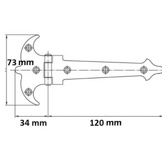 Ajtópánt díszes 120 mm antik réz Ajtópánt díszes 120 mm antik réz