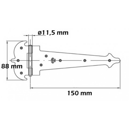 Ajtópánt díszes 150 mm széles