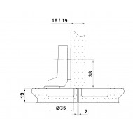 Kivetőpánt 35 mm félig ráütő