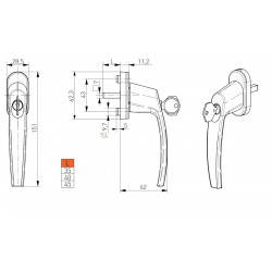 Victory ablakkilincs kulcsos F4 35 mm 