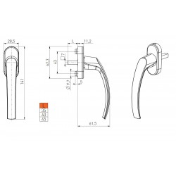 Mars ablakkilincs 35 mm barna
