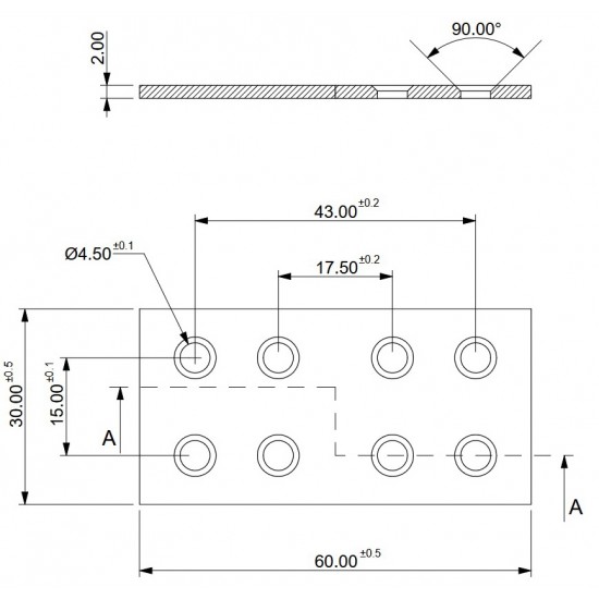 Összekötő lemez 30 x 60 mm Összekötő lemez 30 x 60 mm