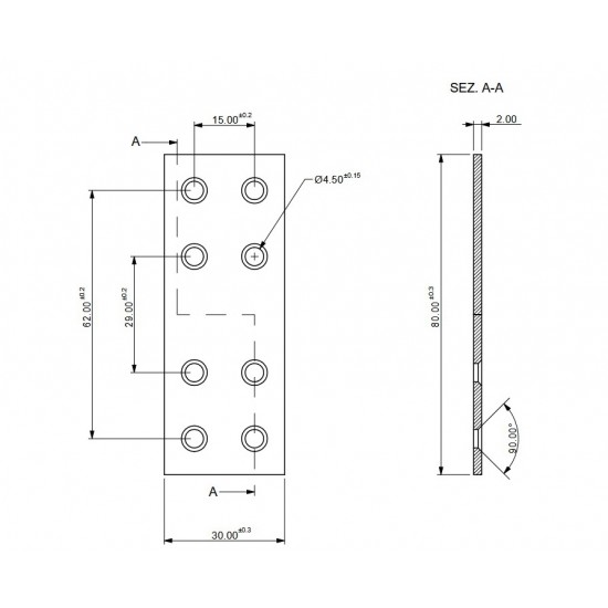 Összekötő lemez 30 x 80 mm Összekötő lemez 30 x 80 mm
