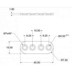 Összekötő lemez 15 x 40 mm Összekötő lemez 15 x 40 mm