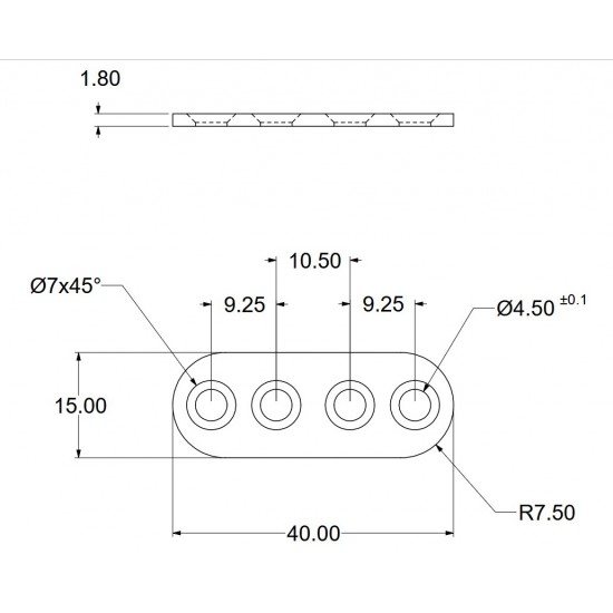 Összekötő lemez 15 x 40 mm Összekötő lemez 15 x 40 mm