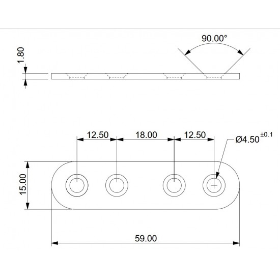 Összekötő lemez 15 x 60 mm Összekötő lemez 15 x 60 mm