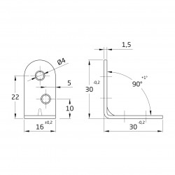 Sarokvas  30 x 30 mm