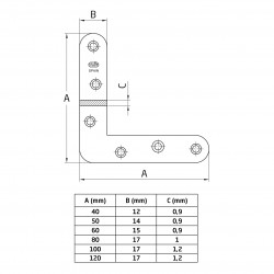 Szegletvas  80 x 80 mm