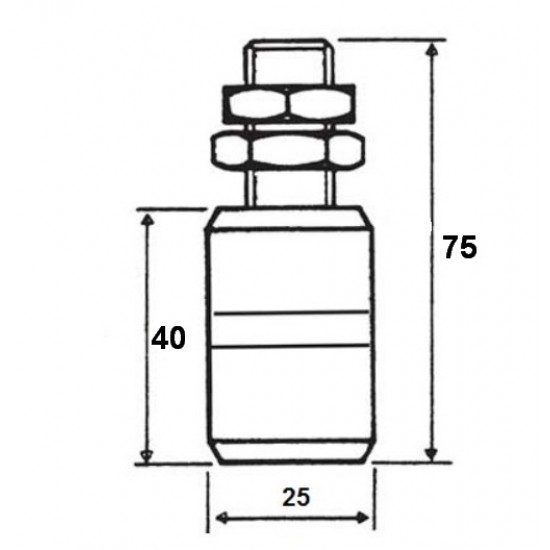 Tolókapu felső vezető görgő fekete 25 mm