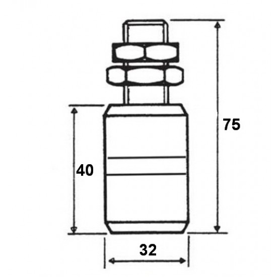 Tolókapu felső vezető görgő fekete 32 mm
