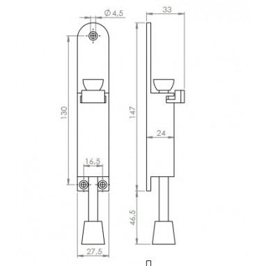 Ajtókitámasztó taposós fehér 145 mm