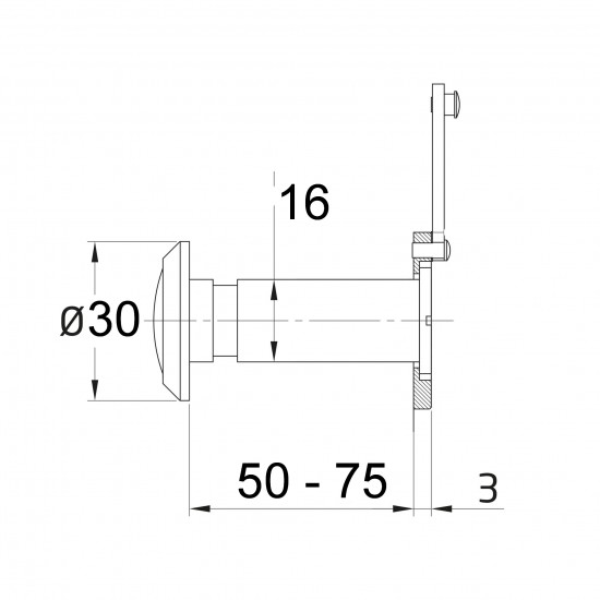 Optikai kitekintő réz 16 mm / 50 - 75 mm