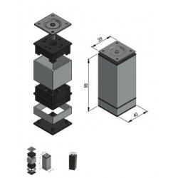 Bútorláb állítható fekete 100 mm