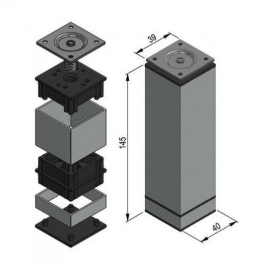 Bútorláb állítható szürke 150 mm Bútorláb állítható szürke 150 mm