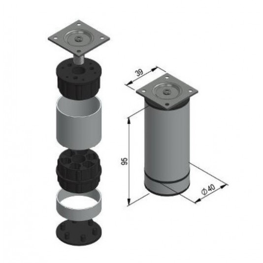 Bútorláb állítható 100 mm kerek Bútorláb állítható 100 mm kerek
