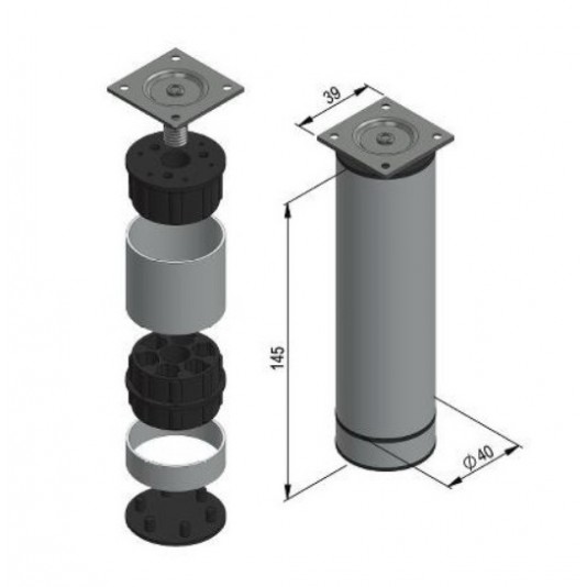 Bútorláb állítható 150 mm kerek Bútorláb állítható 150 mm kerek