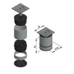 Bútorláb állítható  50 mm kerek