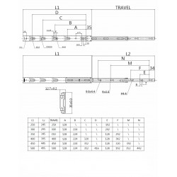 Fióksín golyós teljesen kihúzható 250 mm