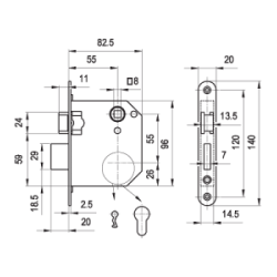 Ajtózár Elzett 3436 cilinderes