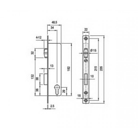 Elzett Portálzár 3397 34/22 mm görgős Elzett Portálzár 3397 34/22 mm görgős