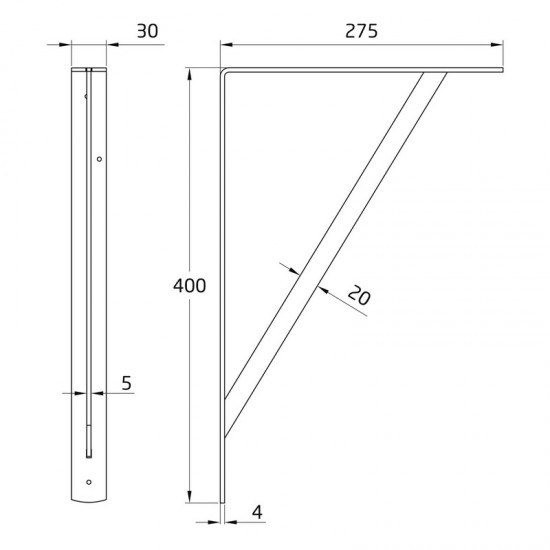 Polctartó konzol erősített 40 cm fekete