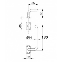 Ajtófogantyú fekete 180 mm hajlított