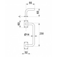 Ajtófogantyú fekete 230 mm hajlított