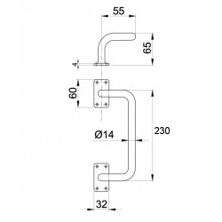 Ajtófogantyú fekete 230 mm hajlított