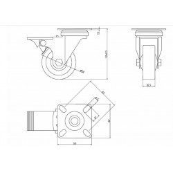 Kerék  50 mm forgó fékes