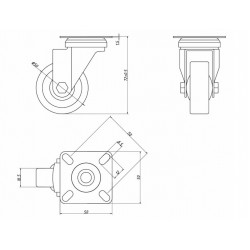 Kerék  50 mm forgó