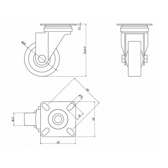 Kerék  50 mm forgó