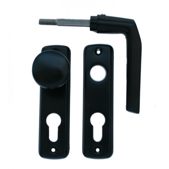 Fekete gombos kilincs 55 mm cilinderes