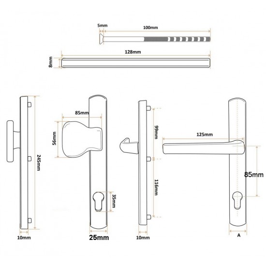 Victory gombos ajtókilincs fekete 25/85 mm
