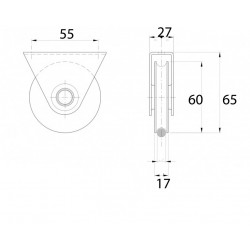 Tolókapu görgő villás "U" profil 60 mm