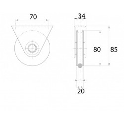 Tolókapu görgő villás "U" profil 80 mm