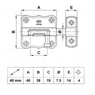 Bajonett tolózár nikkelezett  40 mm