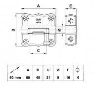 Bajonett tolózár nikkelezett  60 mm