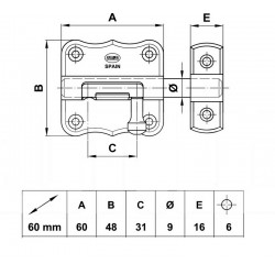 Bajonett tolózár nikkelezett  60 mm
