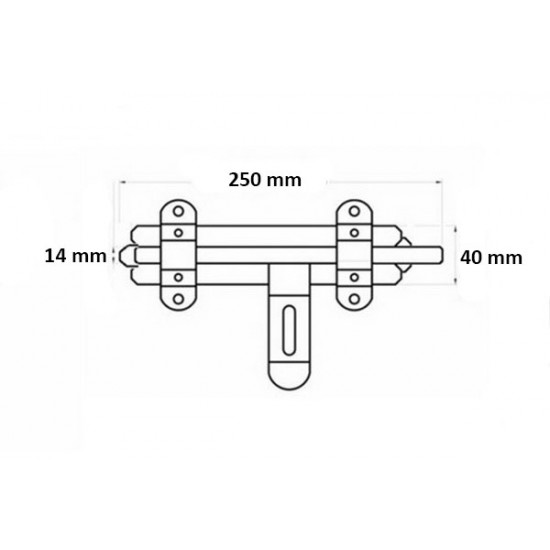 Kaputolózár lakatolható 250 mm fekete