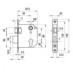 Ajtózár Elzett 3436 cilinderes
