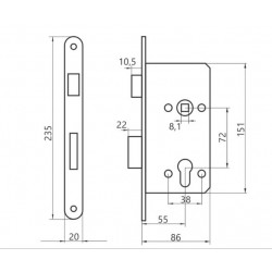 Ajtózár JANIA cilinderes bal