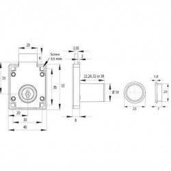Bútorzár 40 x 50 mm