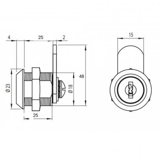 Bútorzár 25 mm hajlított nyelvvel Siso
