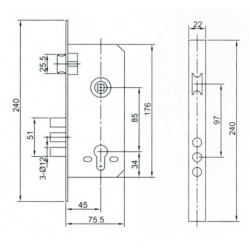 Ajtózár JYB 60005R-3R rudas cilinderes zár