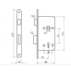 Ajtózár JANIA kulcsos bal
