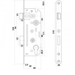Ajtózár Tesla 40/90 mm cilinderes