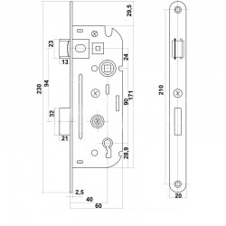 Ajtózár Tesla 40/90 mm kulcsos