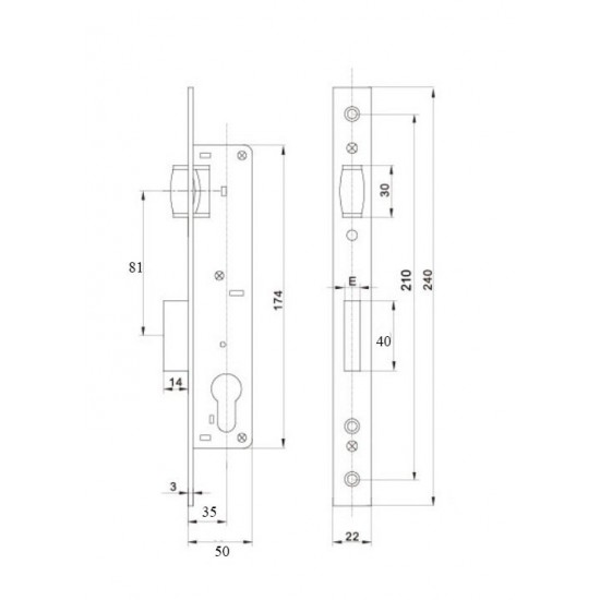 Anbo portálzár 35/50 mm + zárbetét görgős 